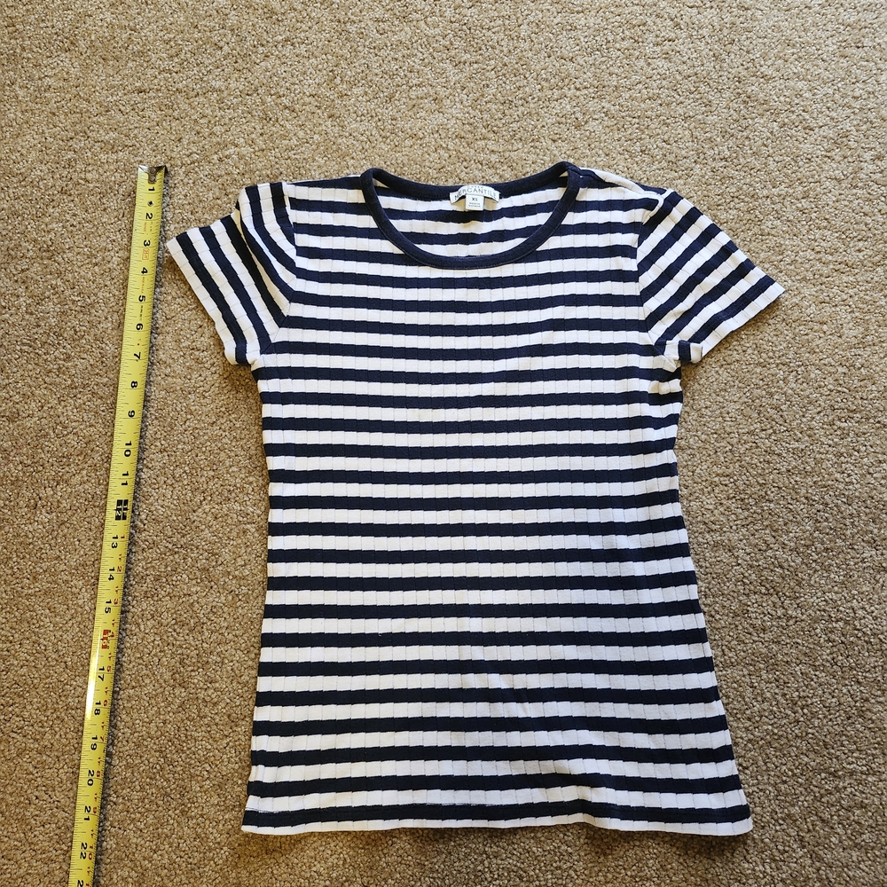 J. Crew Navy & White Striped Short Sleeve Tee